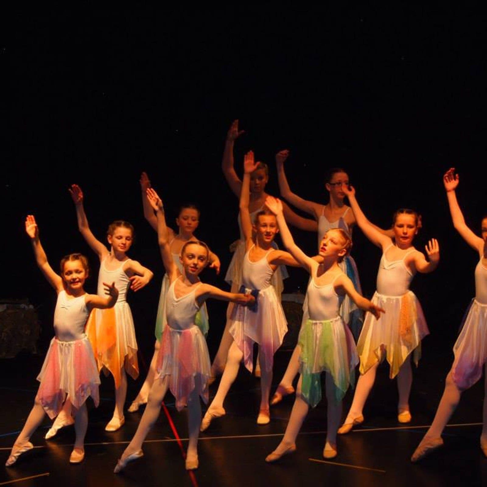 Young dancers in pastel skirts at the Geraldine Lamb Dance School